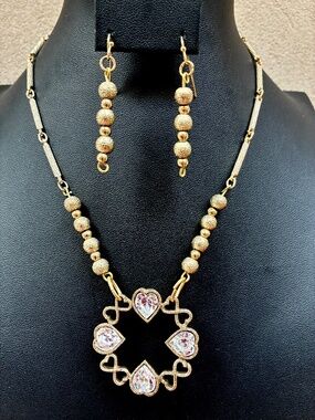 Vintage Brooch Necklace w/ Matching Earrings